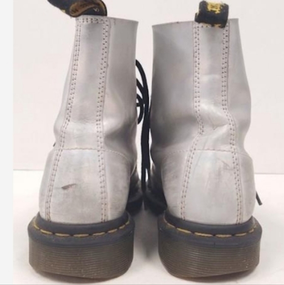 Dr Martens Silver Holographic Pascal Lace Up Combat Boots Shoes - 8 US 39 EU - Picture 6 of 8